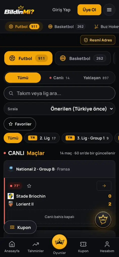 Mobil spor bahisleri ekranı